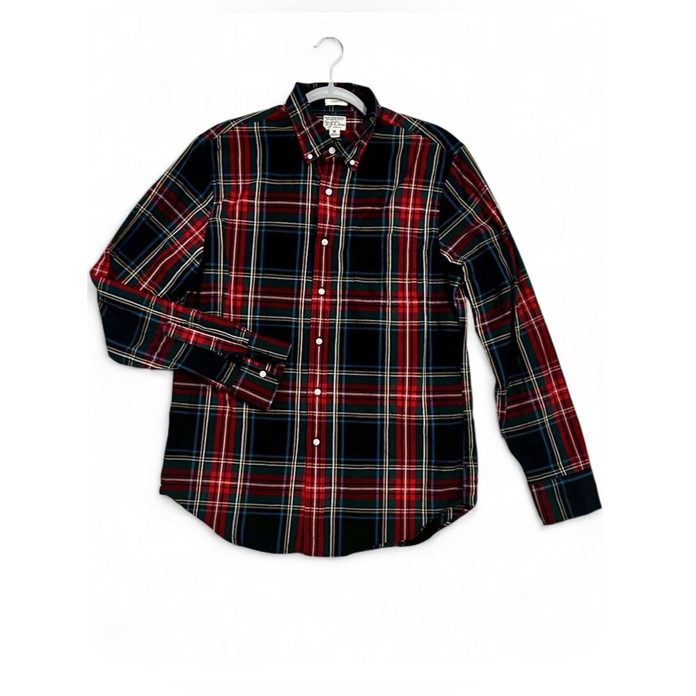 Vintage J. Crew Classic Stretch Men's Red Plaid Button-Down Shirt